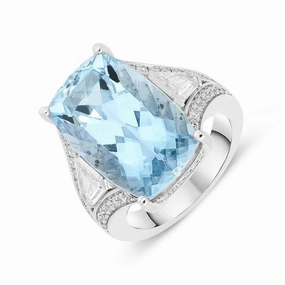 18ct White Gold 11.17ct Aquamarine Diamond Ring
