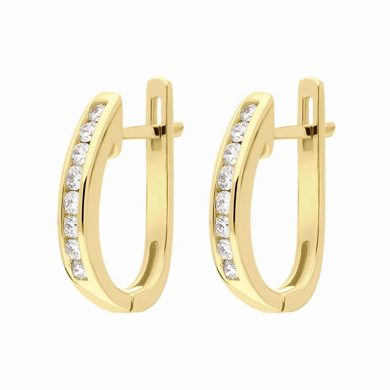 18ct Yellow Gold 0.30ct Diamond Channel Set Hoop Earrings