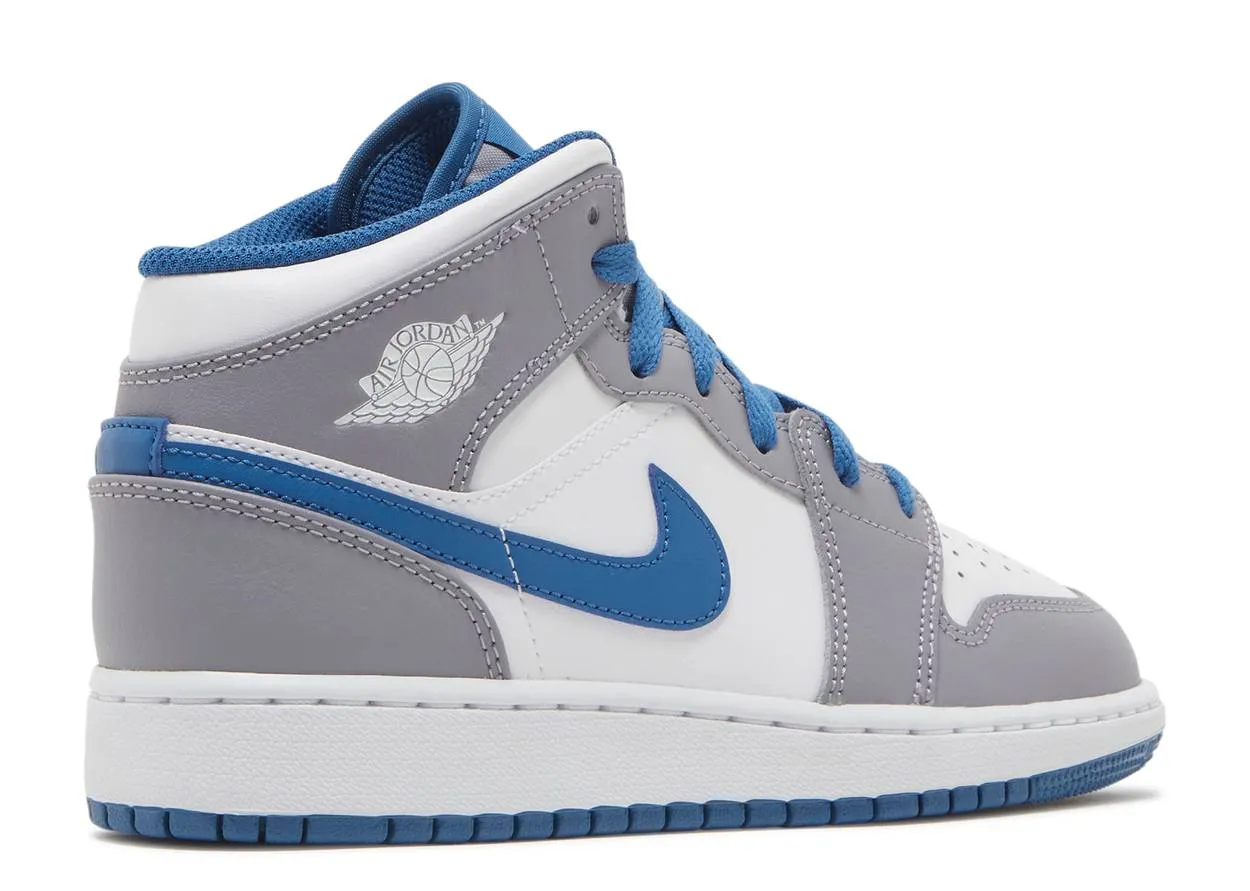 Air Jordan 1 Mid 'True Blue Cement' (GS)