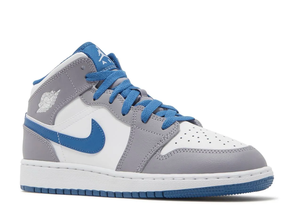 Air Jordan 1 Mid 'True Blue Cement' (GS)