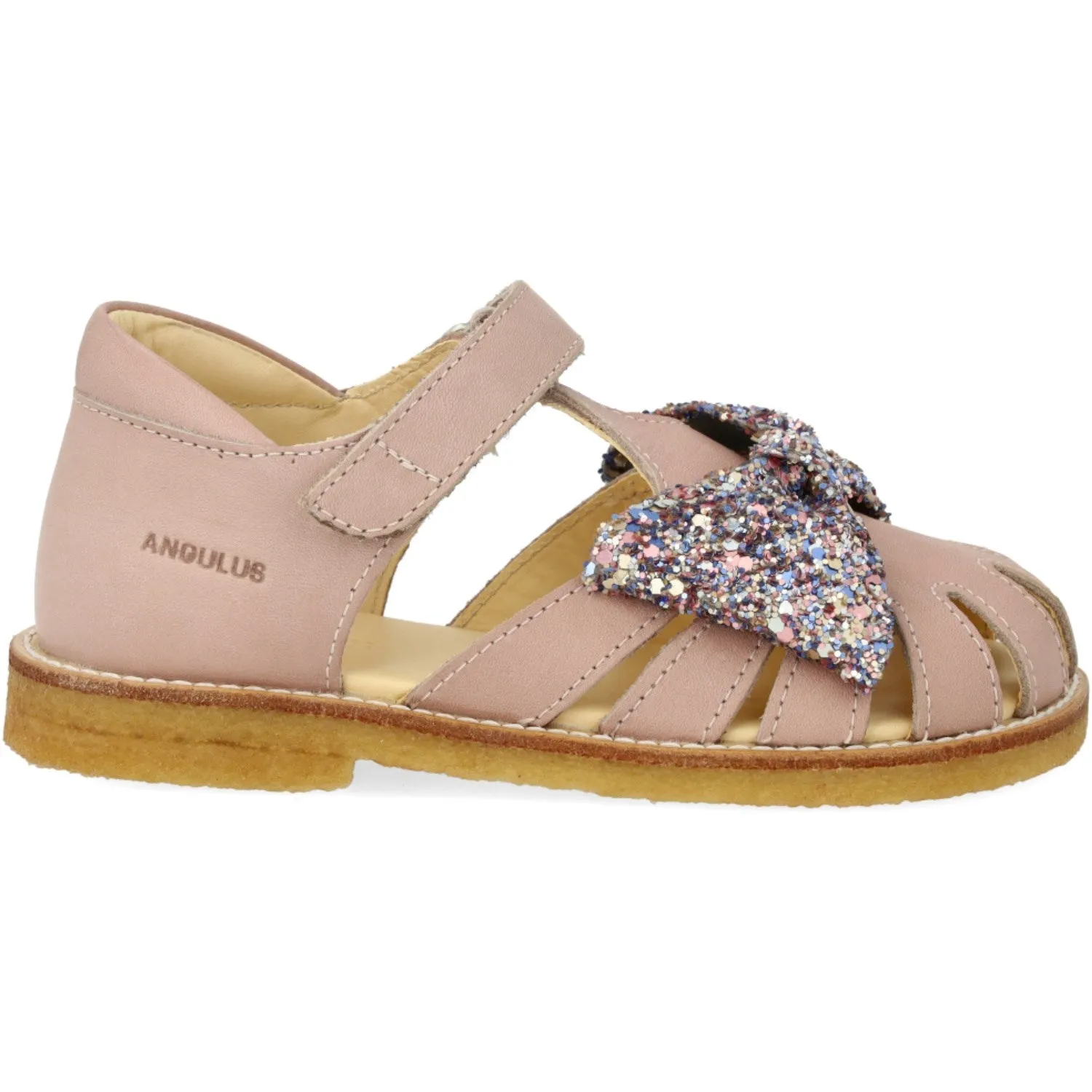 Angulus Rosebud/Pastel multi glitter Sandal Med Glittersljfe Og Velcro Closure