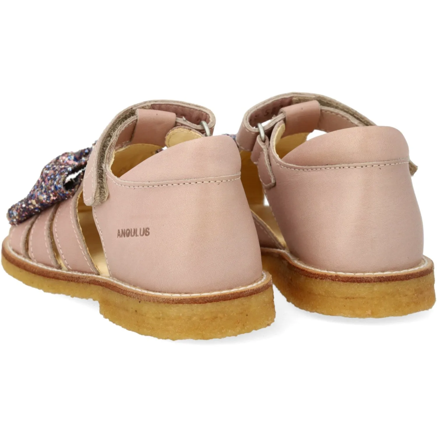 Angulus Rosebud/Pastel multi glitter Sandal Med Glittersljfe Og Velcro Closure