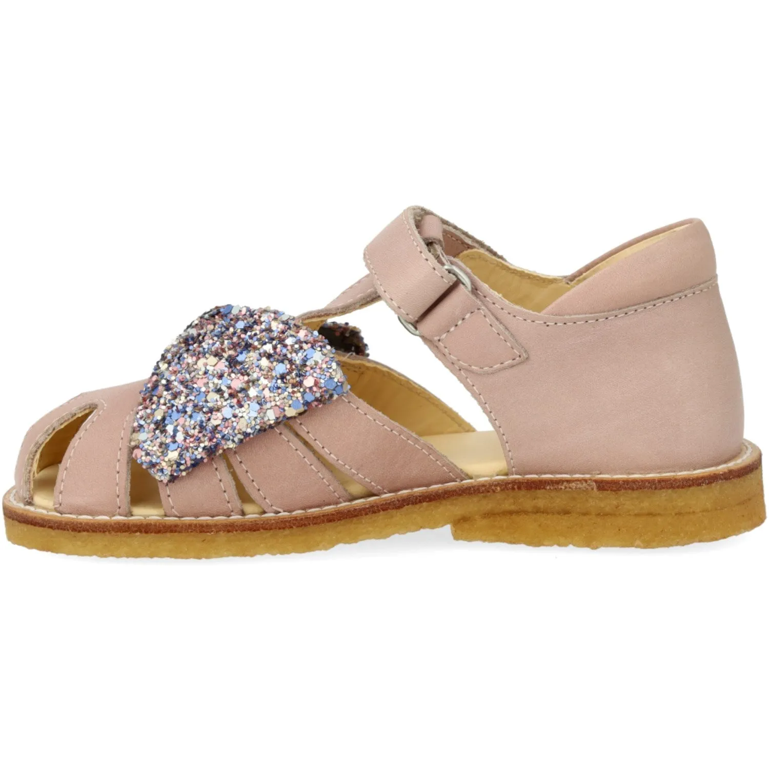 Angulus Rosebud/Pastel multi glitter Sandal Med Glittersljfe Og Velcro Closure