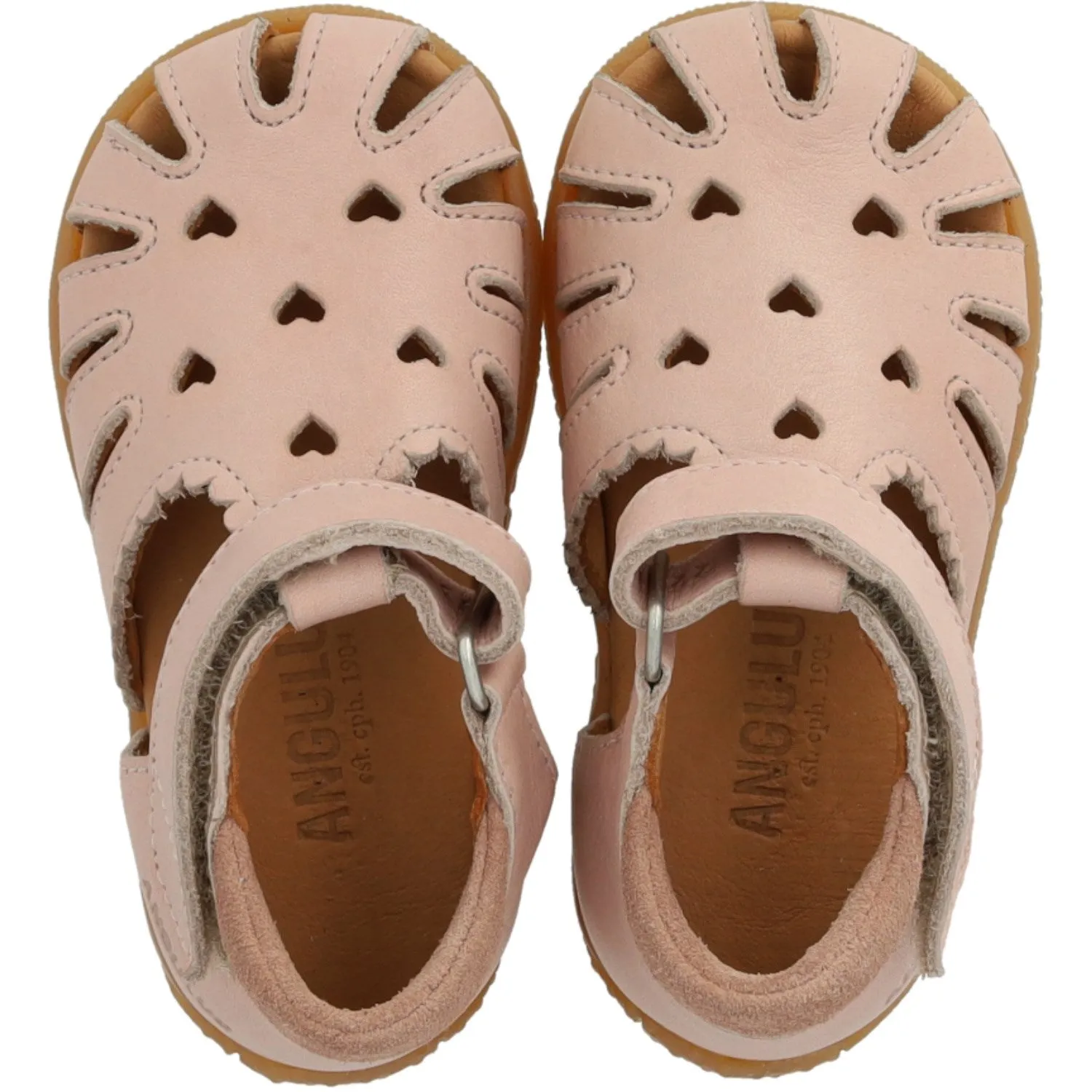 Angulus Rosebud/Rosebud Barnets Frste Sandal Med Udstanset Hjertemnster