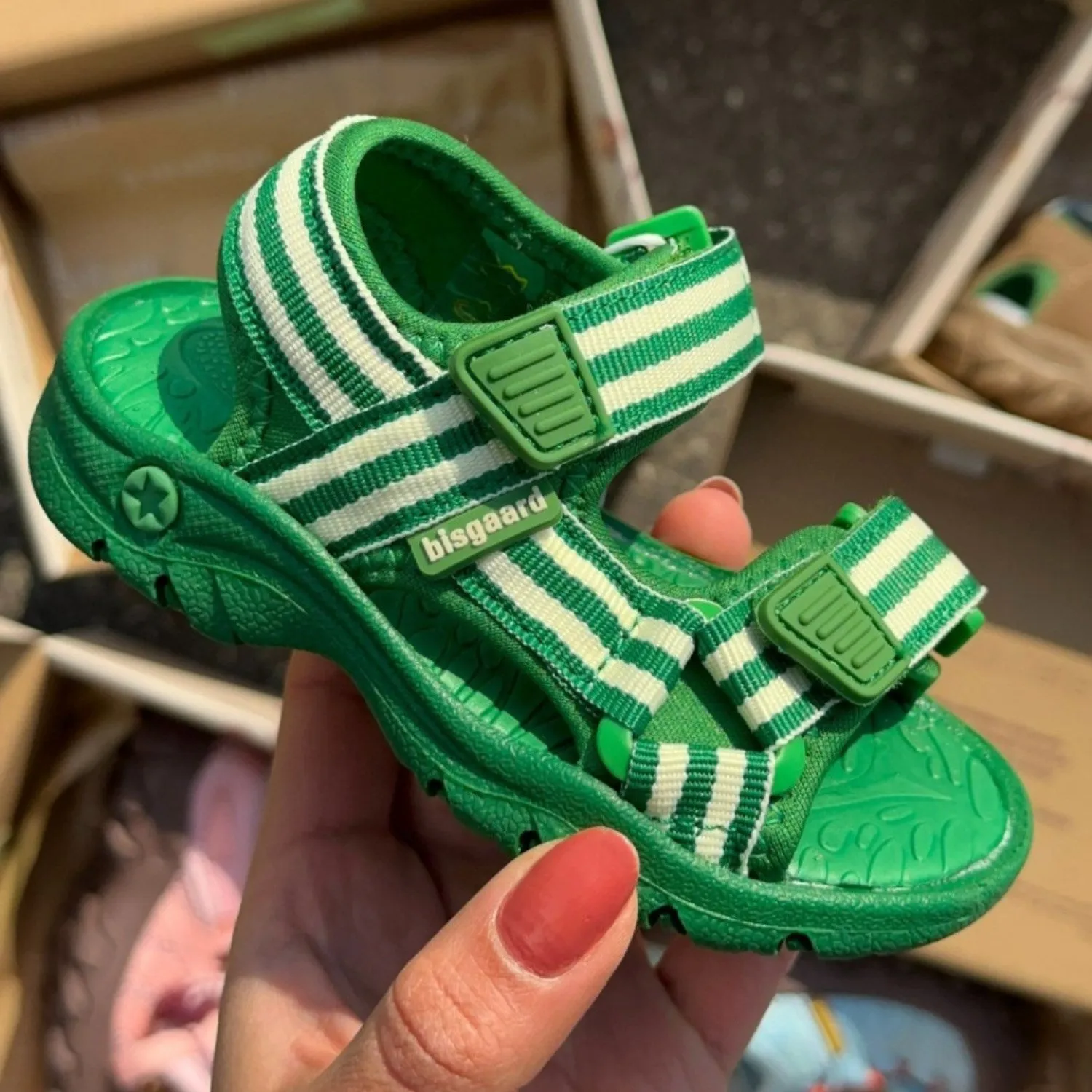 Bisgaard Emerald Green Stripes Trine Kjr X Addie Sandal