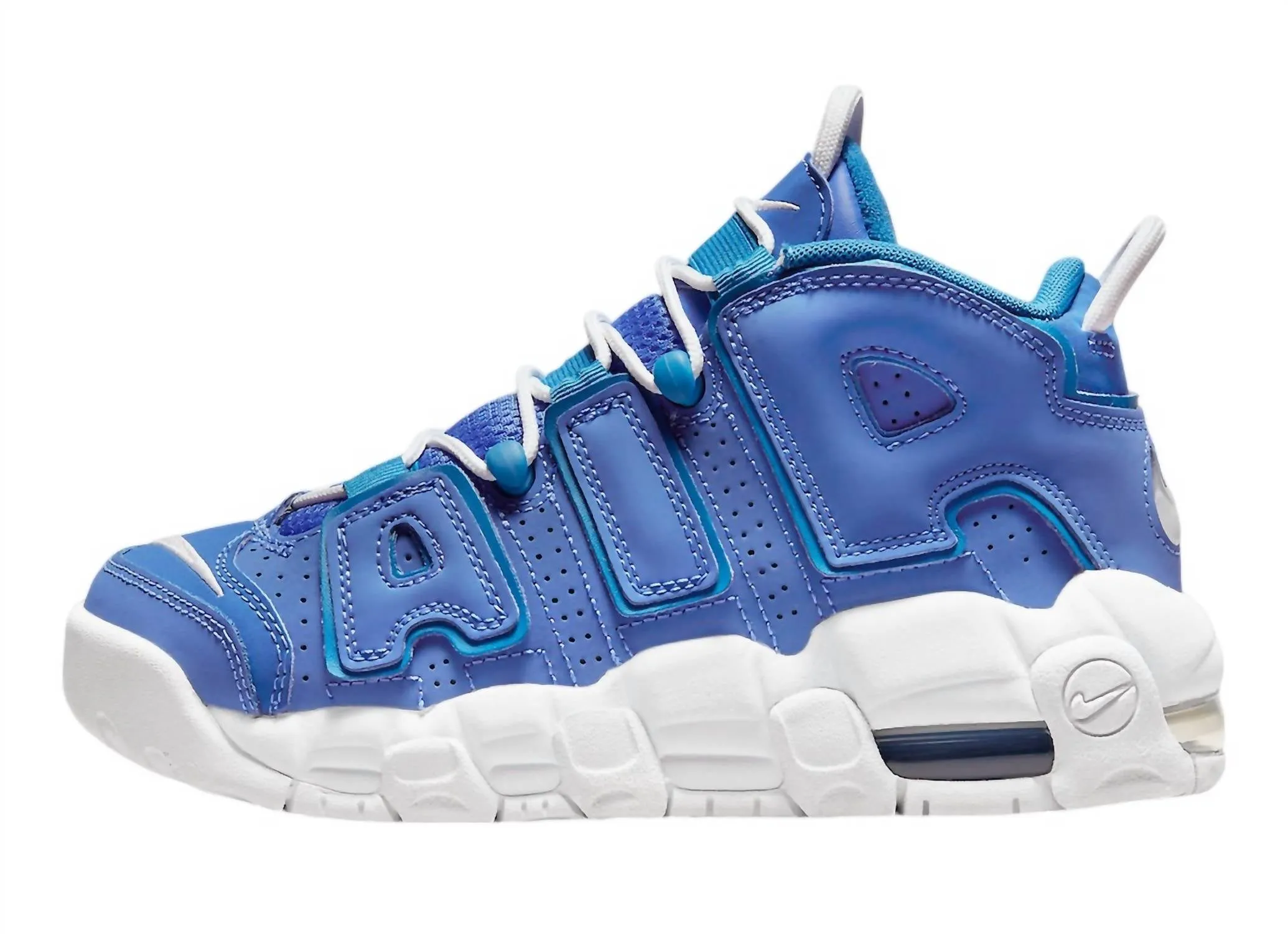 Boy's Air More Uptempo Gs Sneakers In Medium Blue / White