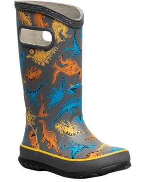 Boy's Dino Rain Boots In Gray