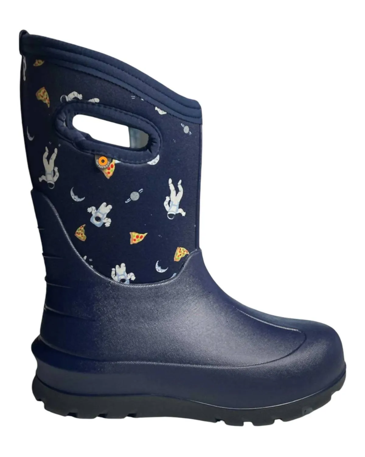 Boy's Neoclassic Space Pizza Rain Boots In Navy