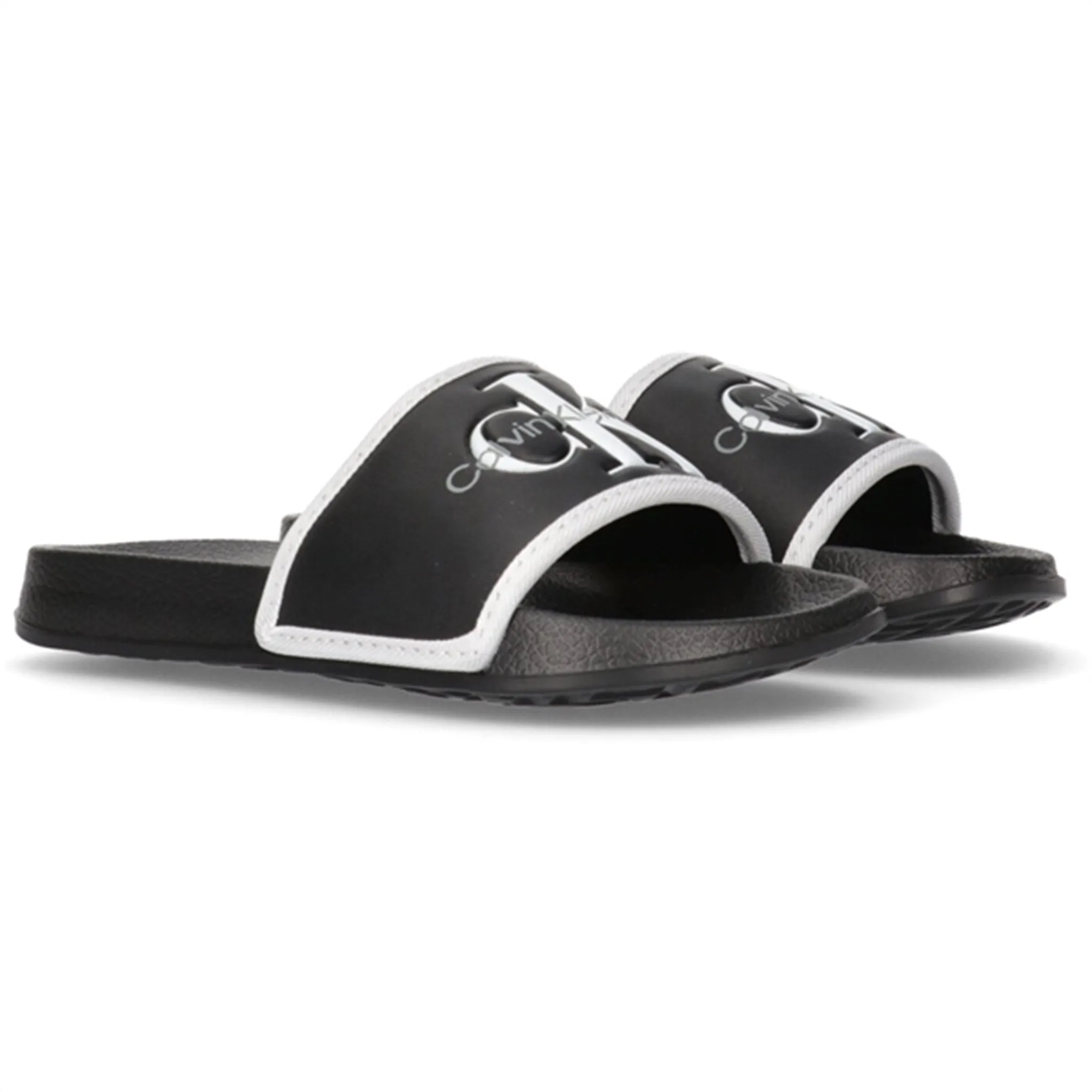 Calvin Klein Logo Pool Slide Black/White