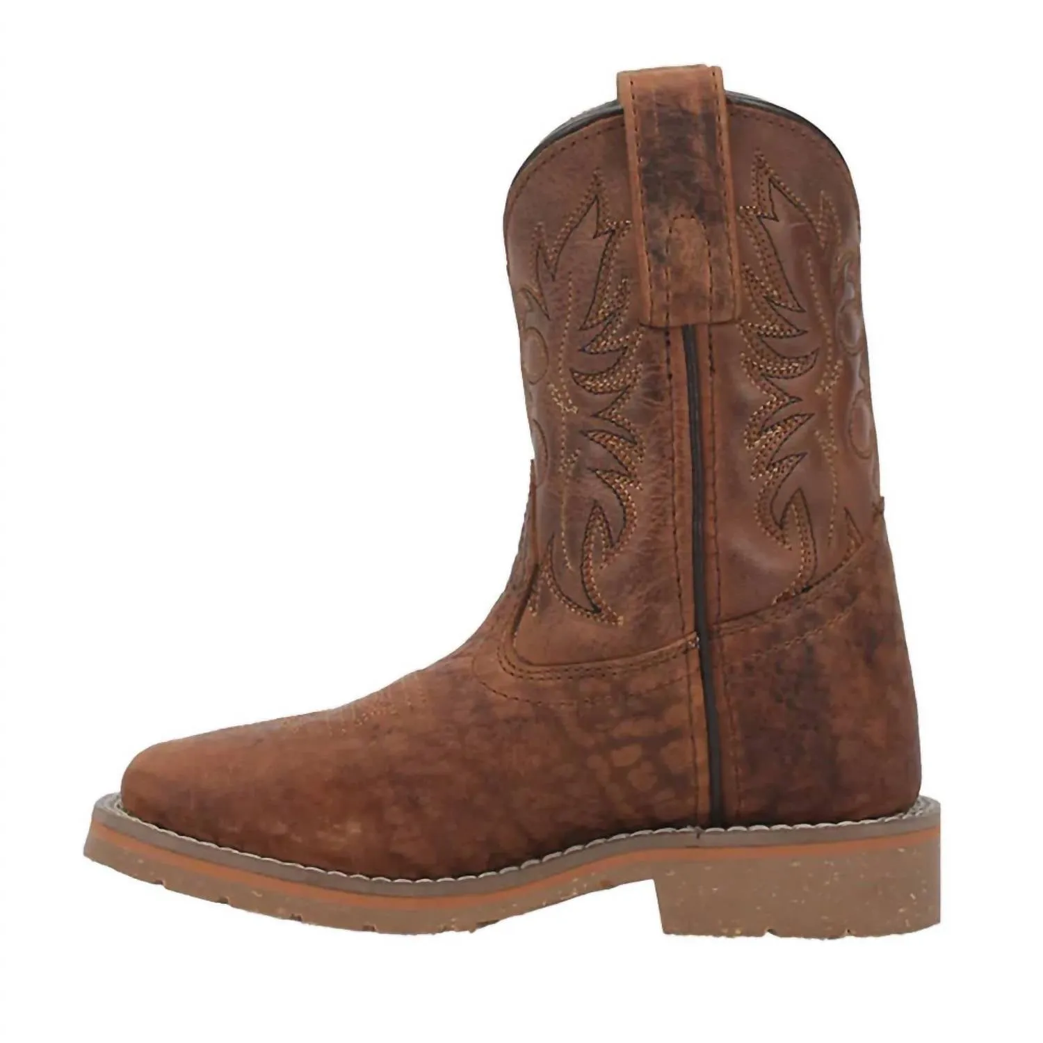 Children's Durant Jr Square Toe Cowboy Boot In Brown