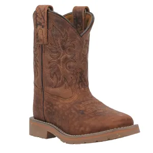 Children's Durant Jr Square Toe Cowboy Boot In Brown