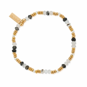 Chlobo Sterling Silver Mixed Metal Stone Of Empowerment Black Rutilated Quartz Bracelet