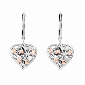 Clogau Fairy Sterling Silver Heart Drop Earrings D
