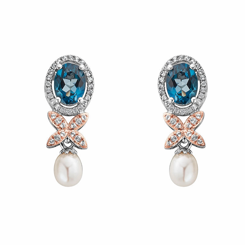 Clogau Queens Jubilee Superbloom London Blue Topaz Earrings D