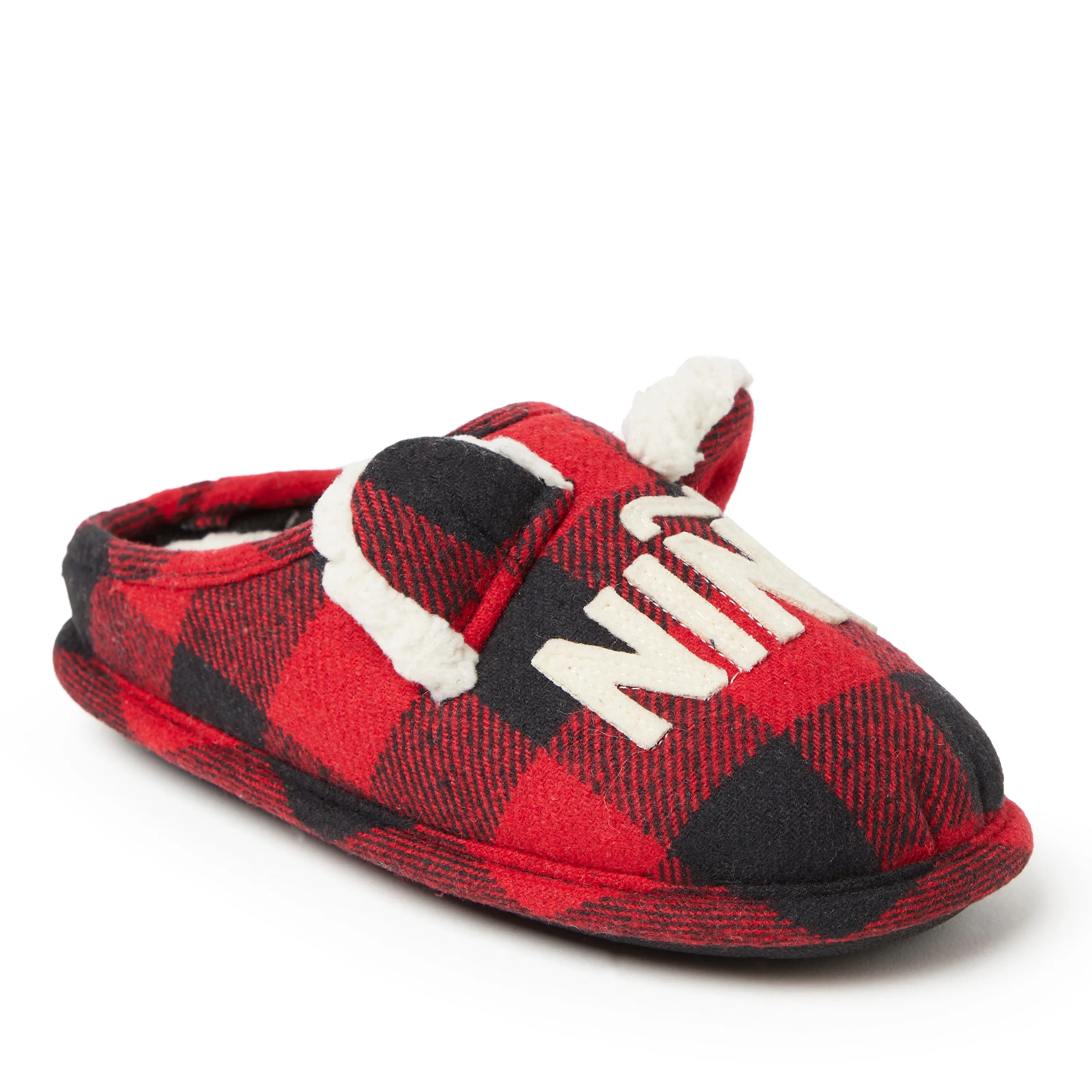 Dearfoams Kid's Buffalo Check Lil Bear Clog Slipper