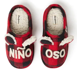 Dearfoams Kid's Buffalo Check Lil Bear Clog Slipper