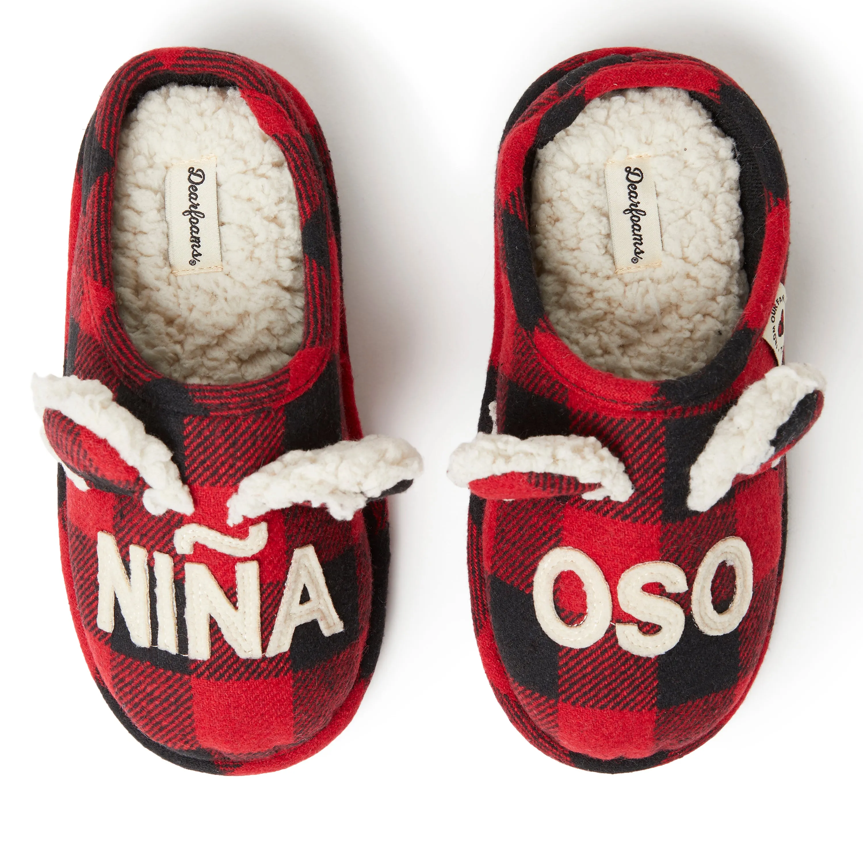 Dearfoams Kid's Buffalo Check Lil Bear Clog Slipper