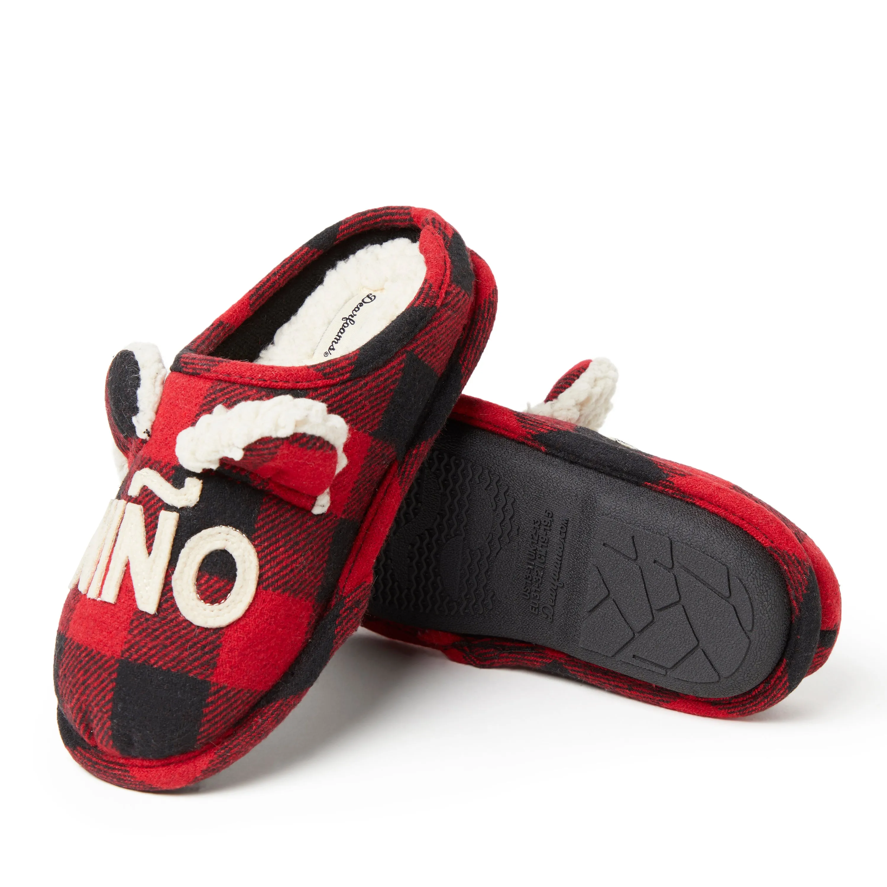 Dearfoams Kid's Buffalo Check Lil Bear Clog Slipper