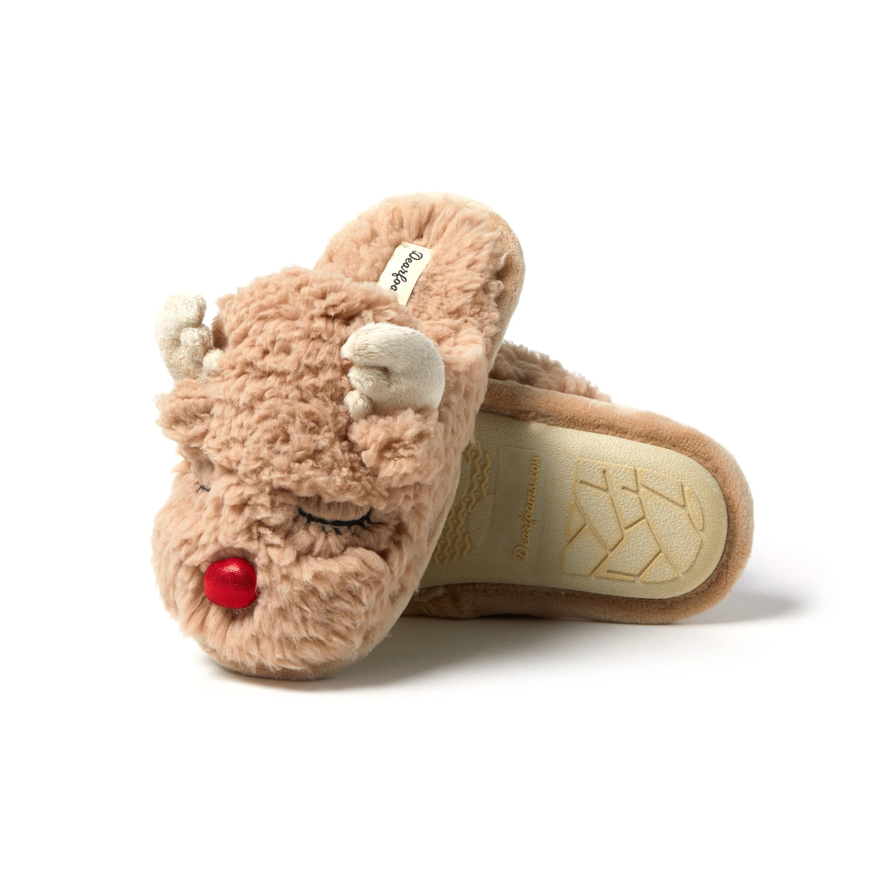Dearfoams Kid's Reindeer Holiday Scuff Slippers