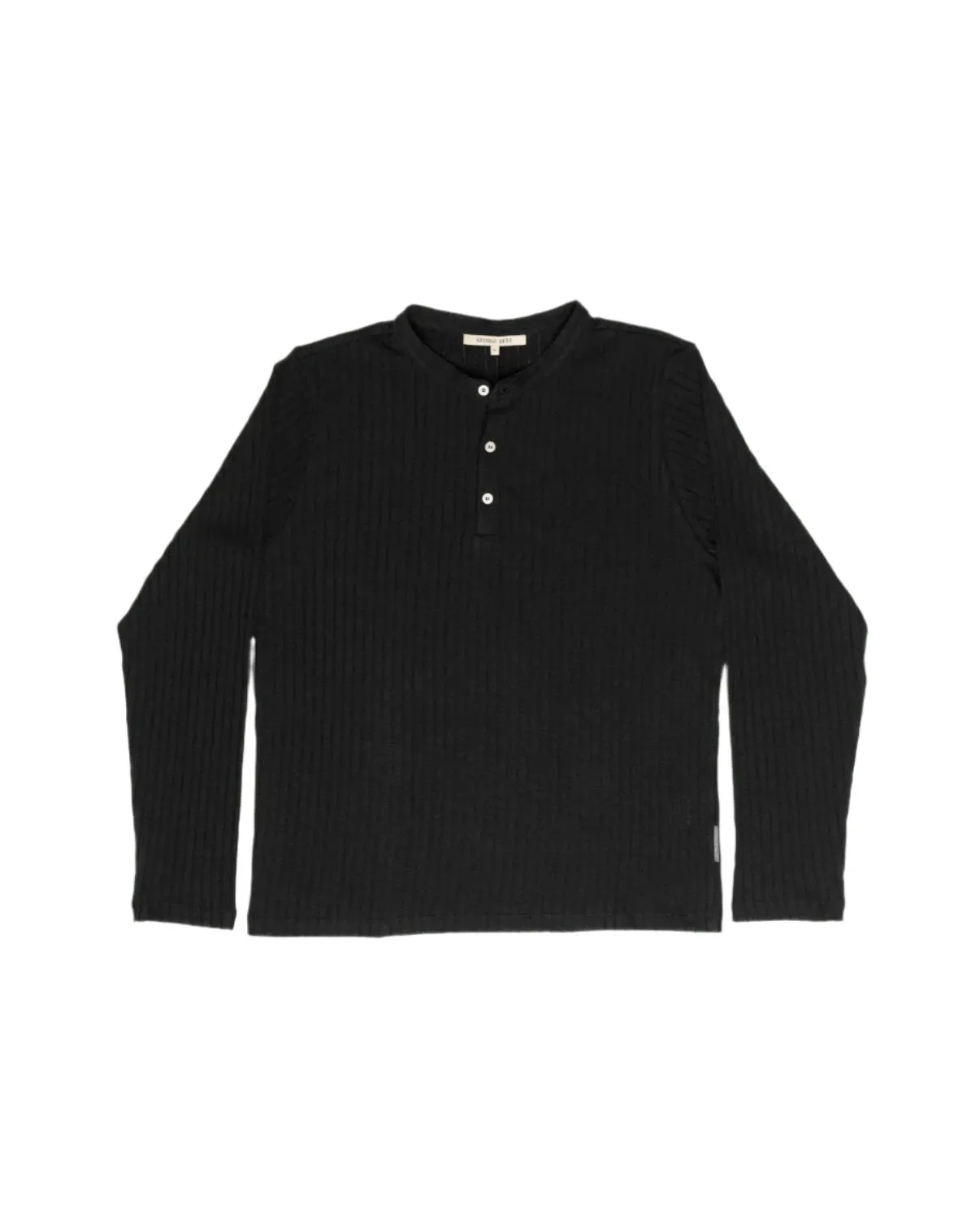 GEORGE BEST - CLASSIC BEST HENLEY TOP BLACK