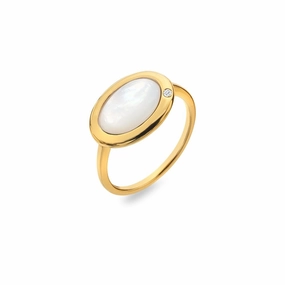 Hot Diamonds Gold Plated Sterling Silver Mother Of Pearl Oval Ring