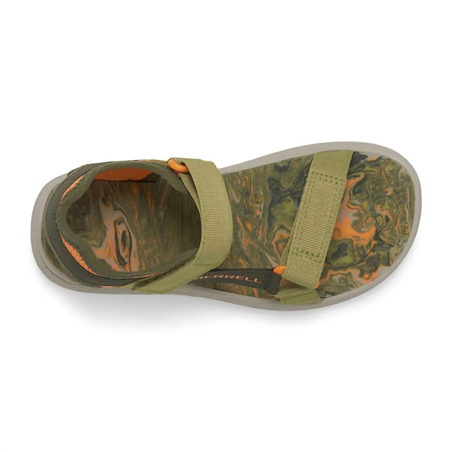 Kid's Kahuna Web Sandal In Olive/orange
