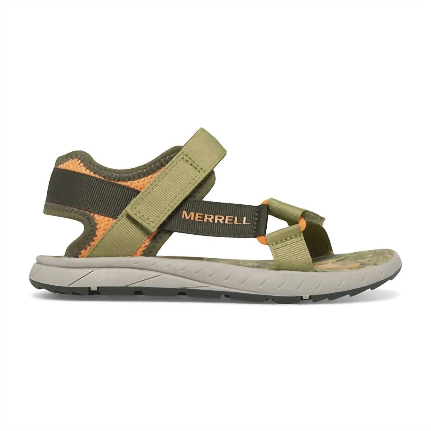 Kid's Kahuna Web Sandal In Olive/orange