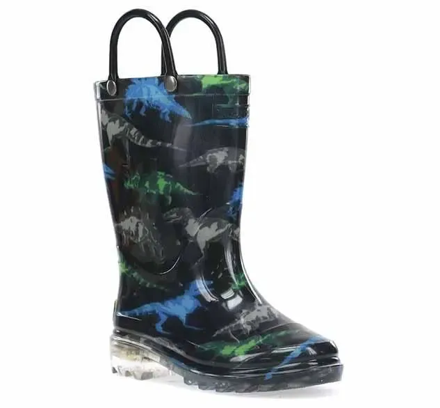 Kids Lighted Dino Boots  Waterproof Light-Up Rain Boots