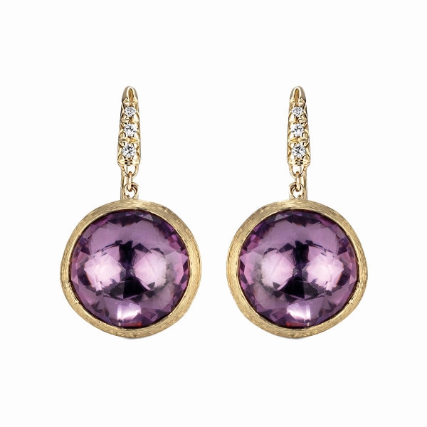 Marco Bicego Jaipur 18ct Yellow Gold Amethyst Diamond Drop Earrings