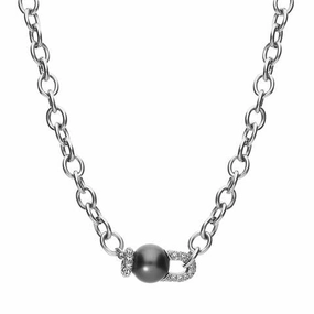 Mikimoto 18ct White Gold Diamond Black A  South Sea Pearl Necklace