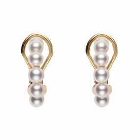 Mikimoto 18ct Yellow Gold White Akoya Pearl Bubble Earrings