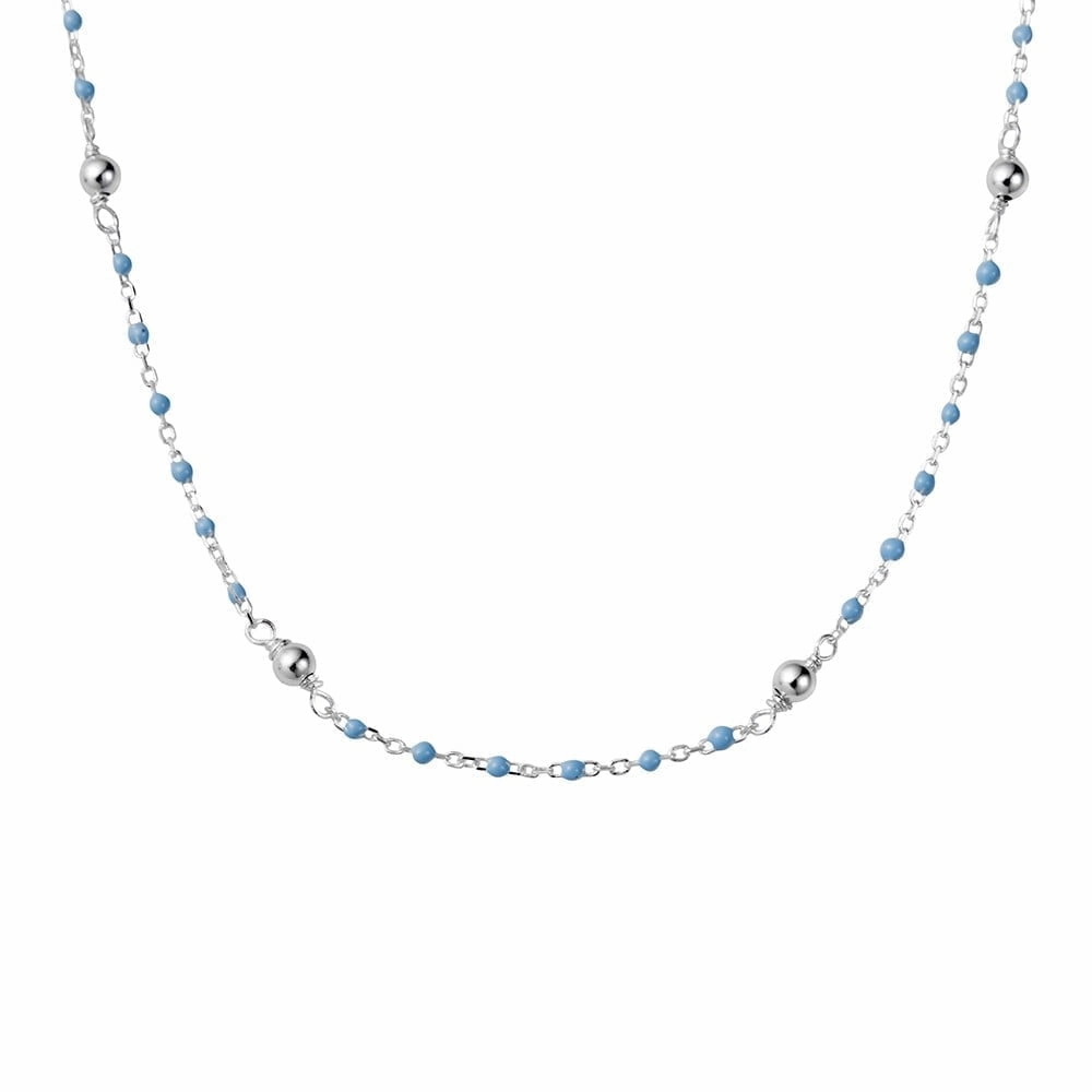 Necklace-  Light Blue Beaded Detail