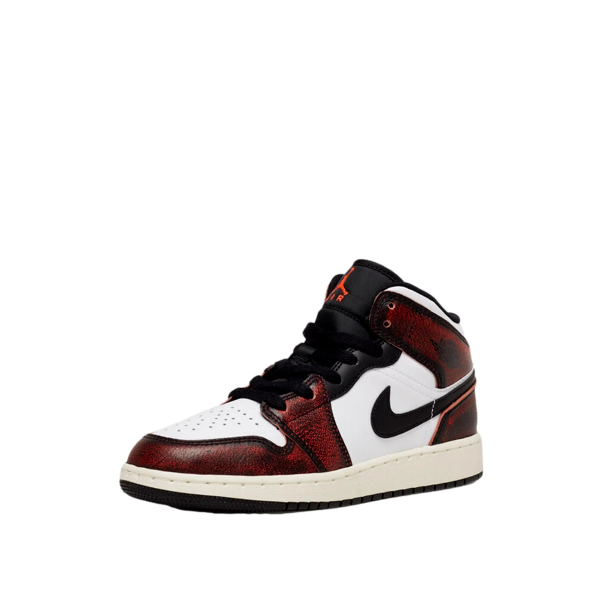 Nike Air Jordan 1 Mid SE Black/Infrared 23-White-Sail  FB0568-006 Grade-School
