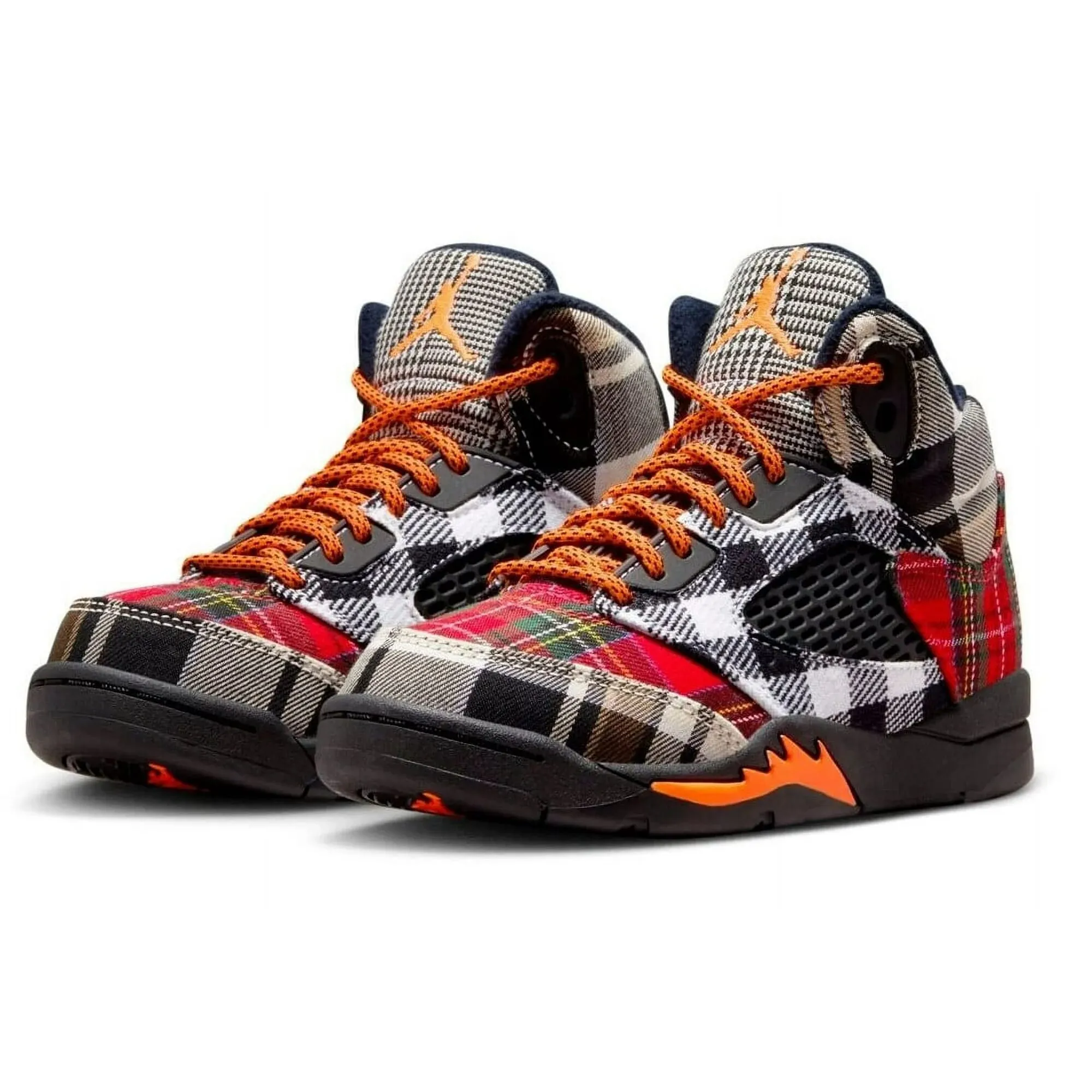 Nike Jordan 5 Retro Plaid Black/Total Orange  FD4812-008 Pre-School