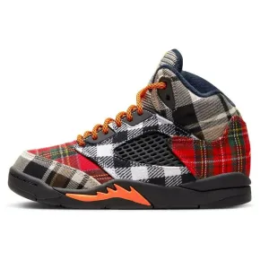 Nike Jordan 5 Retro Plaid Black/Total Orange  FD4812-008 Pre-School