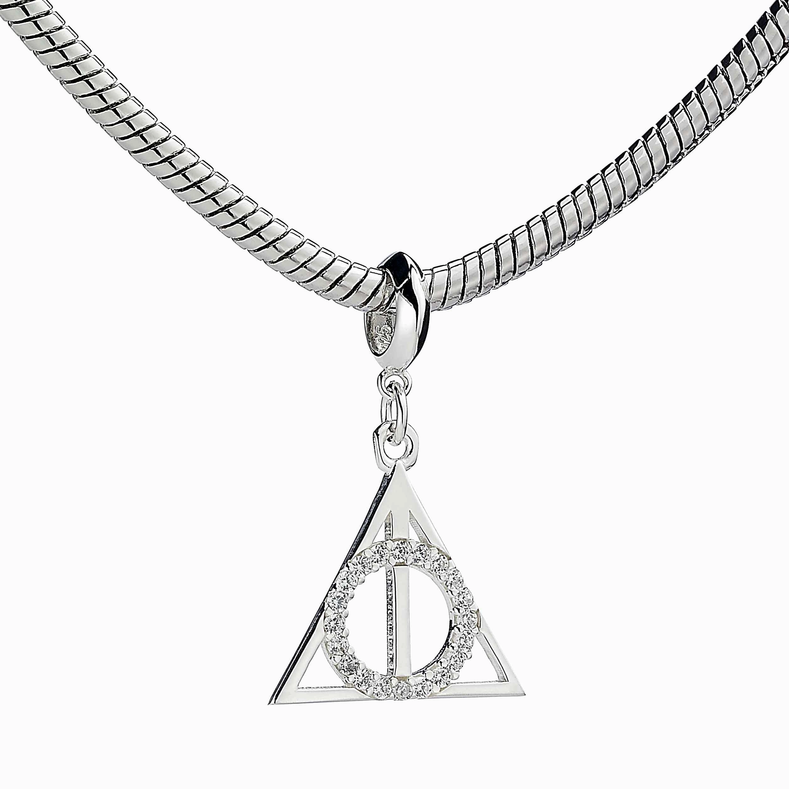 Official Harry Potter Sterling Silver Deathly Hallows Embellished Slider Charm