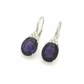 Ponte Vecchio Signoria 18ct White Gold 6.60ct Iolite Diamond Drop Earrings