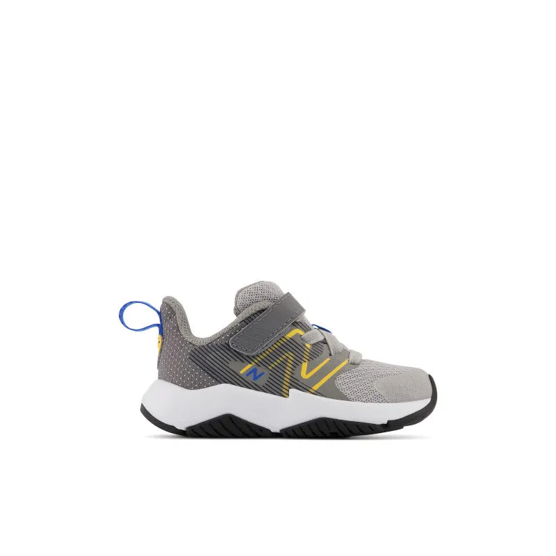 Rave Run v2 Bungee Lace with Top Strap - Grey with Blue and Gold - Kids