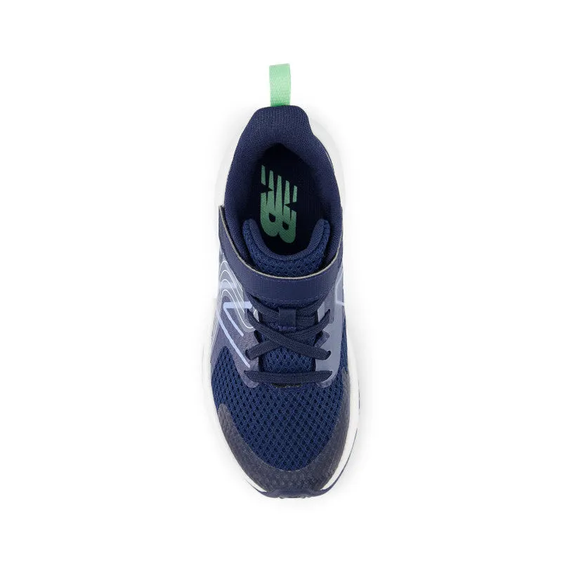 Rave Run v2 Bungee Lace with Top Strap - NB Navy with Electric Sky and Sweetgrass - Little Kids