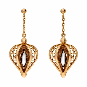 Rose Gold Plated Sterling Silver Bauxite Flore Filigree Drop Earrings