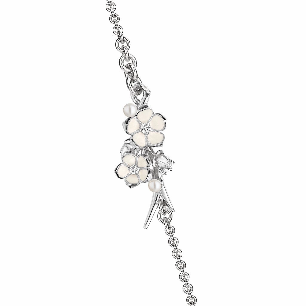 Shaun Leane Cherry Blossom Sterling Silver Pearl 0.80ct Diamond Sautoir Necklace