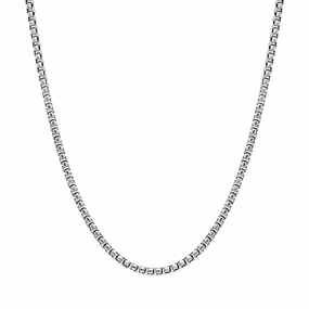 Sterling Silver 18 Inch Oxidised Box Chain