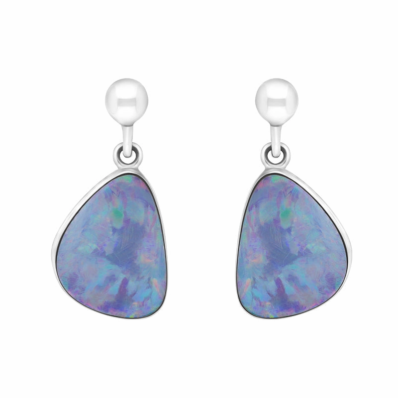 Sterling Silver Abstract Triangle Opal Doublet Drop Earrings D