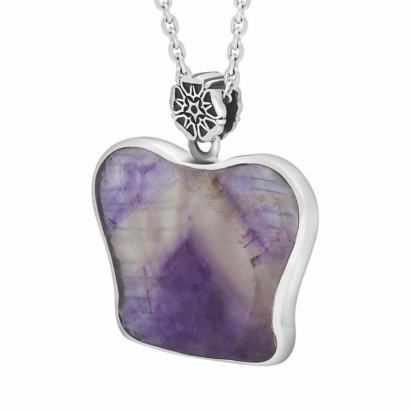 Sterling Silver Blue John King's Coronation Hallmark Medium Crown Emblem Necklace D