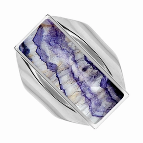 Sterling Silver Blue John Medium Oblong Ring