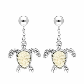 Sterling Silver Coquina Turtle Drop Earrings