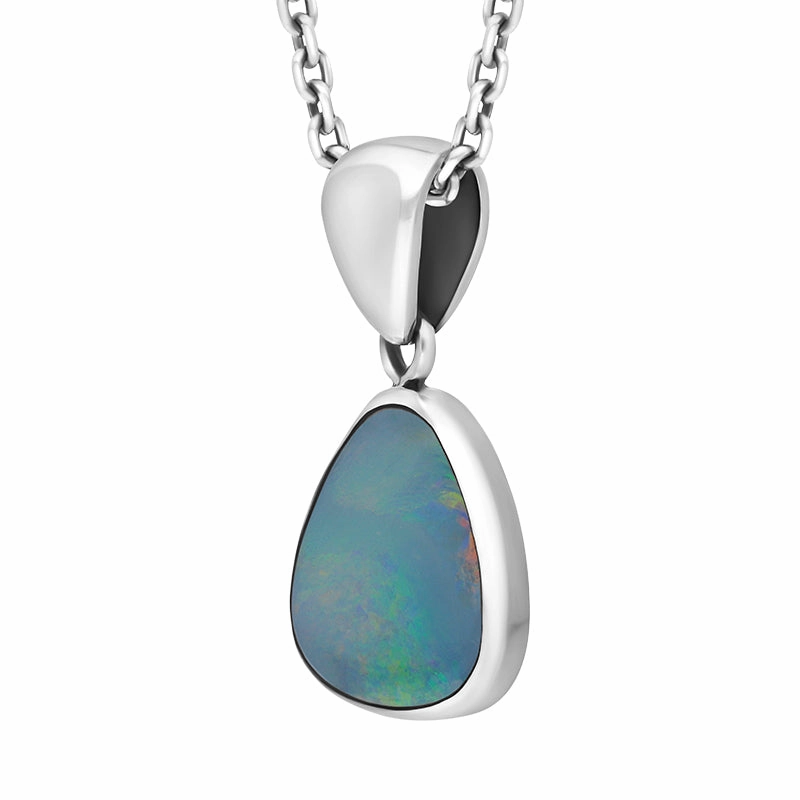 Sterling Silver Opal Doublet Abstract Necklace D