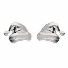 Sterling Silver Santa Hat Stud Earrings
