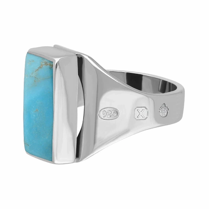 Sterling Silver Turquoise Queen's Jubilee Hallmark Small Oblong Ring D