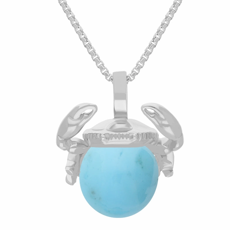 Sterling Silver Turquoise Zodiac Cancer 8mm Bead Pendant